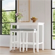 Pemberly Row 3-Piece Solid Wood Bar Height Dining Set White and Gray