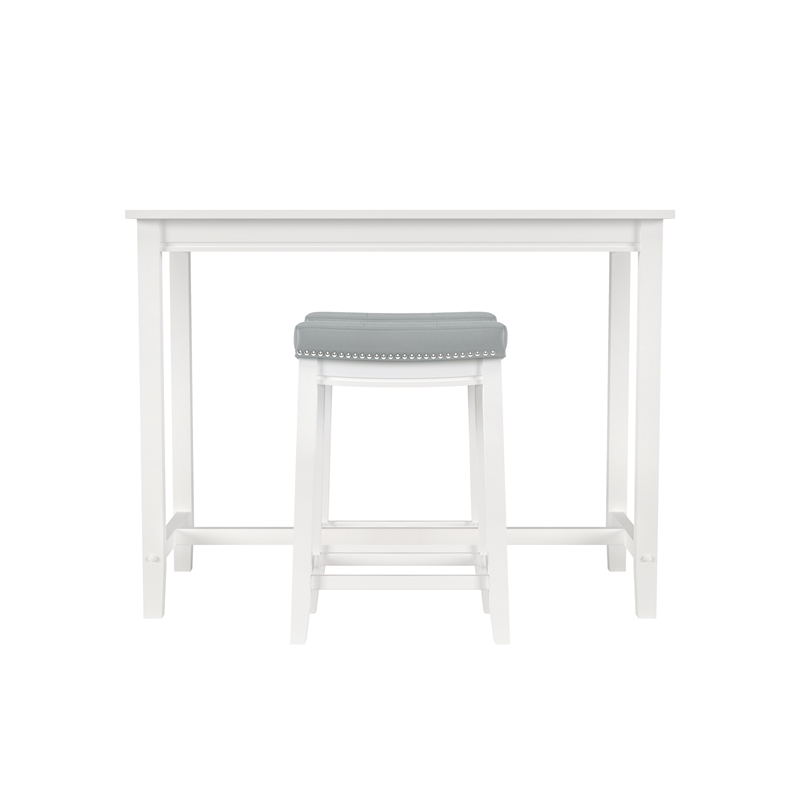 Pemberly Row 3-Piece Solid Wood  Counter Height Dining Set White and Gray