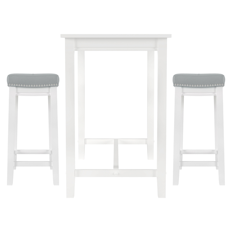 Pemberly Row 3-Piece Solid Wood  Counter Height Dining Set White and Gray