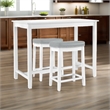 Pemberly Row 3-Piece Solid Wood  Counter Height Dining Set White and Gray