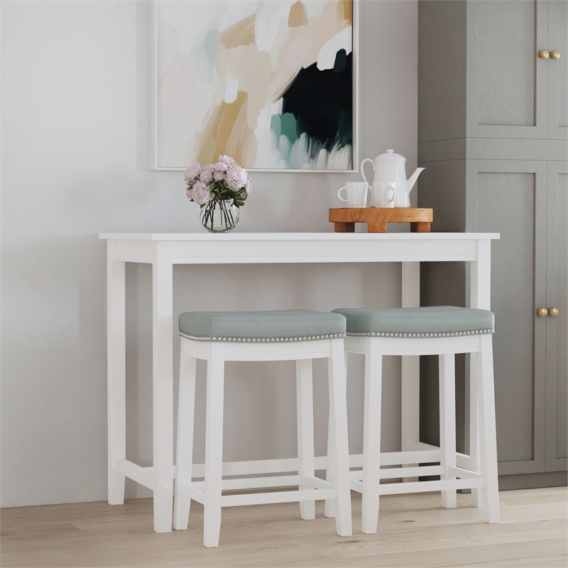 Pemberly Row 3-Piece Solid Wood  Counter Height Dining Set White and Gray
