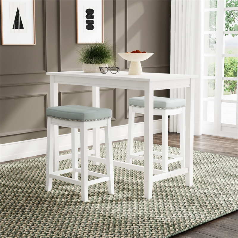 Pemberly Row 3-Piece Solid Wood  Counter Height Dining Set White and Gray