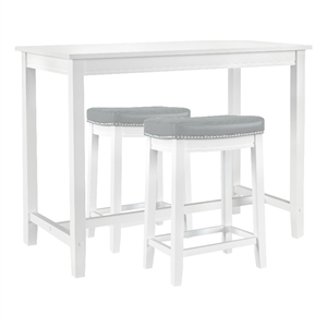Pemberly Row 3-Piece Solid Wood  Counter Height Dining Set White and Gray