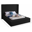 Pemberly Row Contemporary Solid Wood and Velvet Full Bed in Black