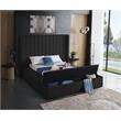 Pemberly Row Contemporary Solid Wood and Velvet Full Bed in Black