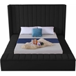 Pemberly Row Contemporary Solid Wood and Velvet Full Bed in Black