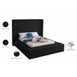 Pemberly Row Contemporary Solid Wood and Velvet King Bed in Black