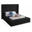 Pemberly Row Contemporary Solid Wood and Velvet King Bed in Black