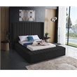 Pemberly Row Contemporary Solid Wood and Velvet King Bed in Black