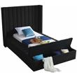 Pemberly Row Contemporary Solid Wood and Velvet Twin Bed in Black