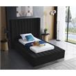 Pemberly Row Contemporary Solid Wood and Velvet Twin Bed in Black