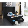 Pemberly Row Contemporary Solid Wood and Velvet Twin Bed in Black