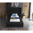 Pemberly Row Contemporary Solid Wood and Velvet Twin Bed in Black