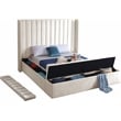 Pemberly Row Contemporary Solid Wood and Velvet Full Bed in Cream