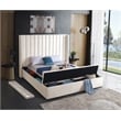 Pemberly Row Contemporary Solid Wood and Velvet Full Bed in Cream