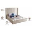 Pemberly Row Contemporary Solid Wood and Velvet Full Bed in Cream