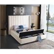 Pemberly Row Contemporary Solid Wood and Velvet Full Bed in Cream