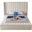 Pemberly Row Contemporary Solid Wood and Velvet Full Bed in Cream