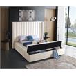 Pemberly Row Contemporary Solid Wood and Velvet King Bed in Cream
