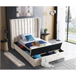 Pemberly Row Contemporary Solid Wood and Velvet Twin Bed in Cream