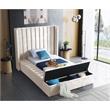 Pemberly Row Contemporary Solid Wood and Velvet Twin Bed in Cream