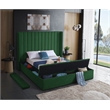 Pemberly Row Contemporary Solid Wood and Velvet King Bed in Green