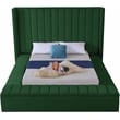 Pemberly Row Contemporary Solid Wood and Velvet Queen Bed in Green