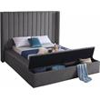 Pemberly Row Contemporary Solid Wood and Velvet Full Bed in Gray