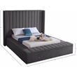 Pemberly Row Contemporary Solid Wood and Velvet Full Bed in Gray