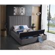 Pemberly Row Contemporary Solid Wood and Velvet Full Bed in Gray