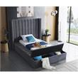 Pemberly Row Contemporary Solid Wood and Velvet Twin Bed in Gray