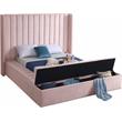 Pemberly Row Contemporary Solid Wood and Velvet Full Bed in Pink