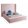 Pemberly Row Contemporary Solid Wood and Velvet Full Bed in Pink
