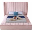 Pemberly Row Contemporary Solid Wood and Velvet Full Bed in Pink
