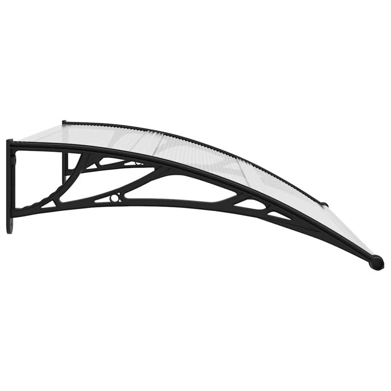 Pemberly Row Durable Synthetic Polycarbonate Door Canopy in Black/Clear