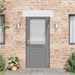 Pemberly Row Polycarbonate and Aluminum Door Canopy in Grey/Transparent
