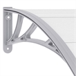 Pemberly Row Polycarbonate and Aluminum Door Canopy in Grey/Transparent