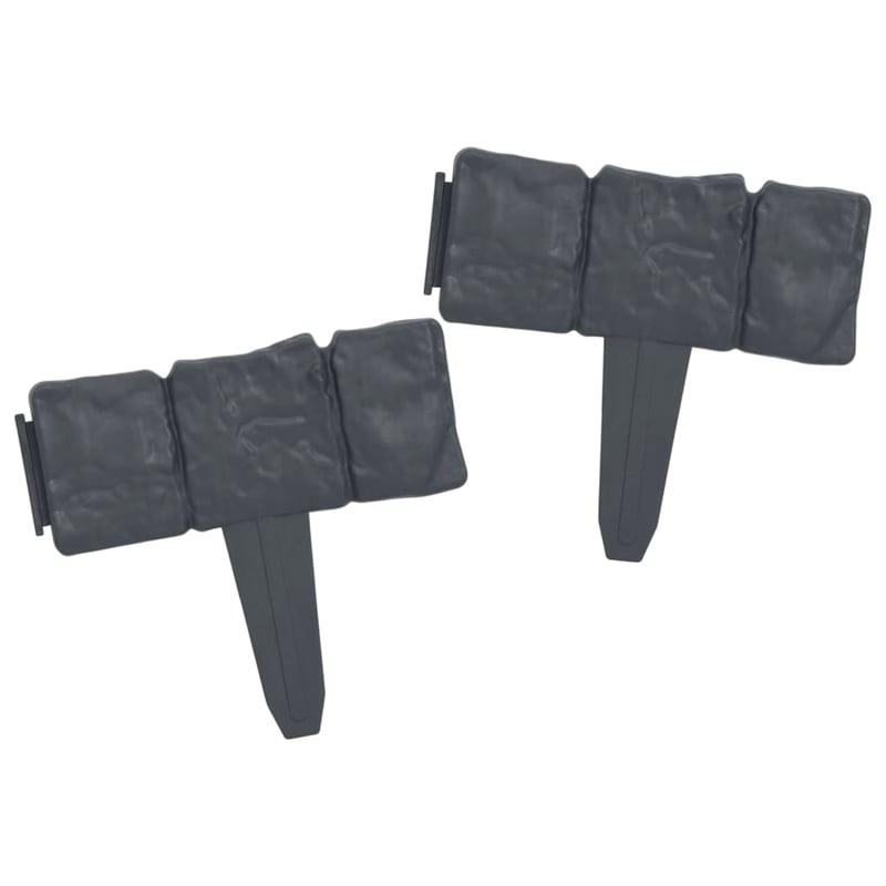 Pemberly Row Durable and Decorative 41PCs Stone Look Plastic Lawn Fence