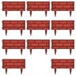 Pemberly Row Durable 11pcs Brick Design Lawn Divider in Red Finish