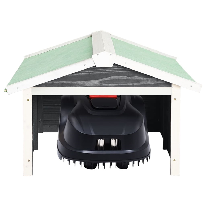 Pemberly Row Durable Lawn Mower Wooden Garage Storgae in Gray/White