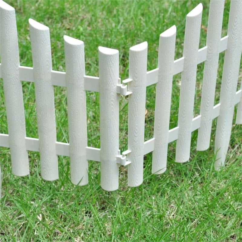 Pemberly Row Durable 17 pcs 32.8 ft Lawn Divider in White Finish