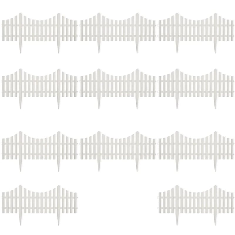 Pemberly Row Durable 17 pcs 32.8 ft Lawn Divider in White Finish