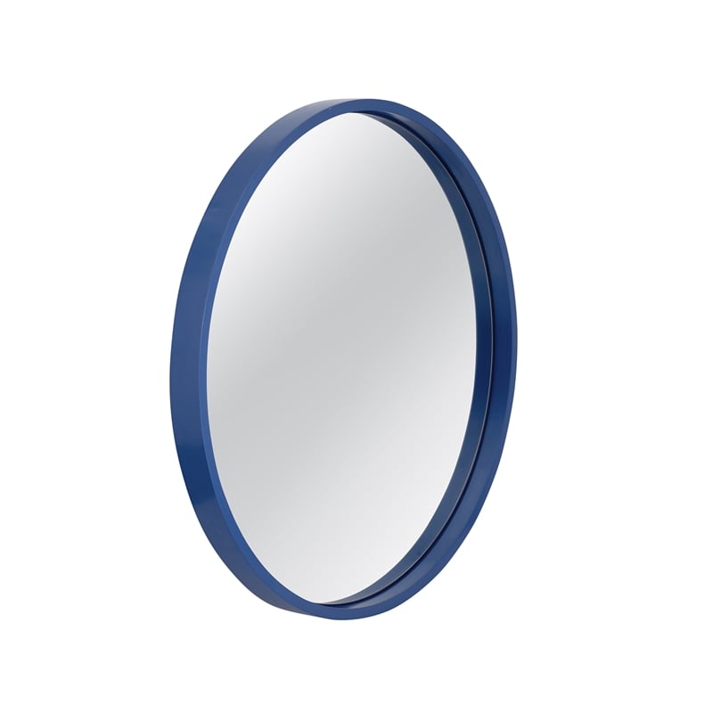 Pemberly Row Round Wall Mirror with Sleek Resin Frame in Navy Blue