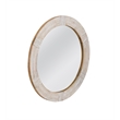 Pemberly Row Modern Round Wall Mirror with Carved Wood Frame in White Wash