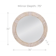 Pemberly Row Modern Round Wall Mirror with Carved Wood Frame in White Wash