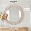 Pemberly Row Modern Round Wall Mirror with Carved Wood Frame in White Wash