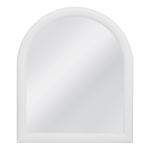 Pemberly Row Contemporary Arched Wall Mirror in Glossy White