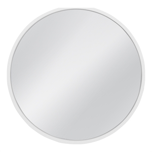 Pemberly Row Round Wall Mirror with Sleek Resin Frame in Glossy White