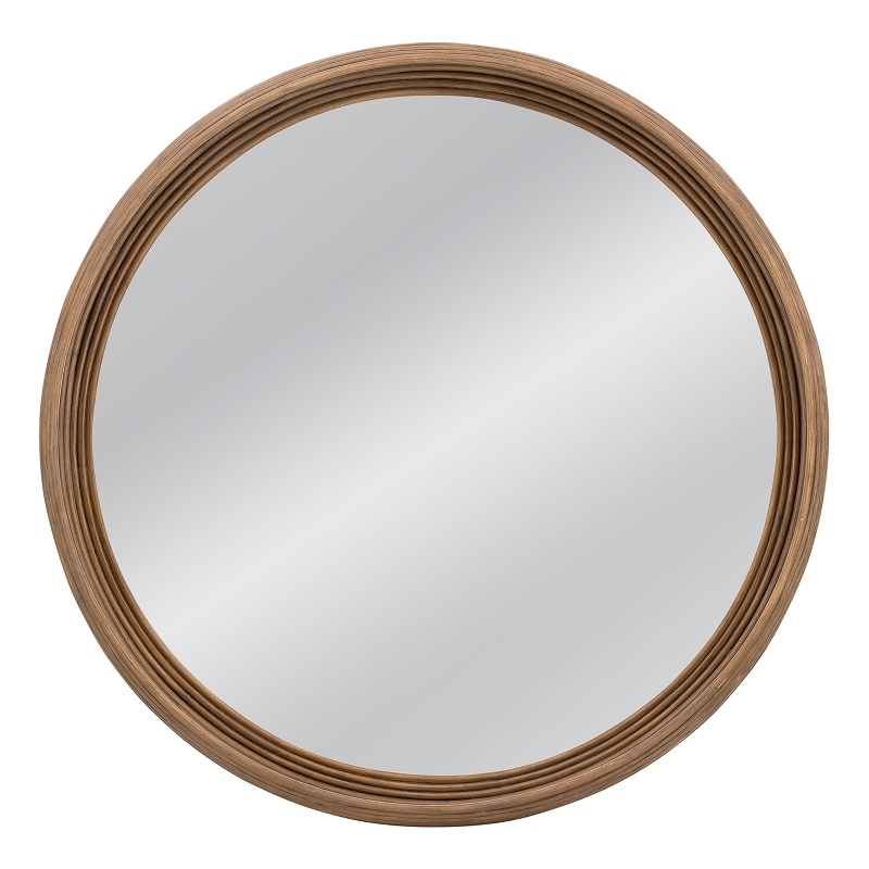 Pemberly Row Modern Boho Wall Mirror with Layered Wood Frame in Natural