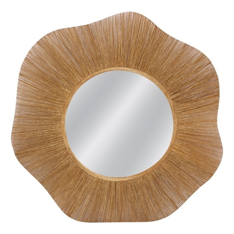 Pemberly Row Modern Coastal Wall Mirror with Large Rope Frame in Natural